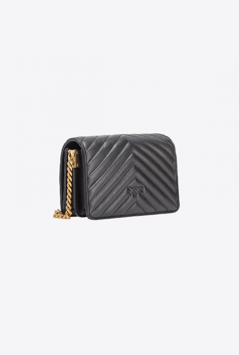 Pinko Mini Love Bag Click Chevron BLACK-ANTIQUE GOLD | SN-PKO32510