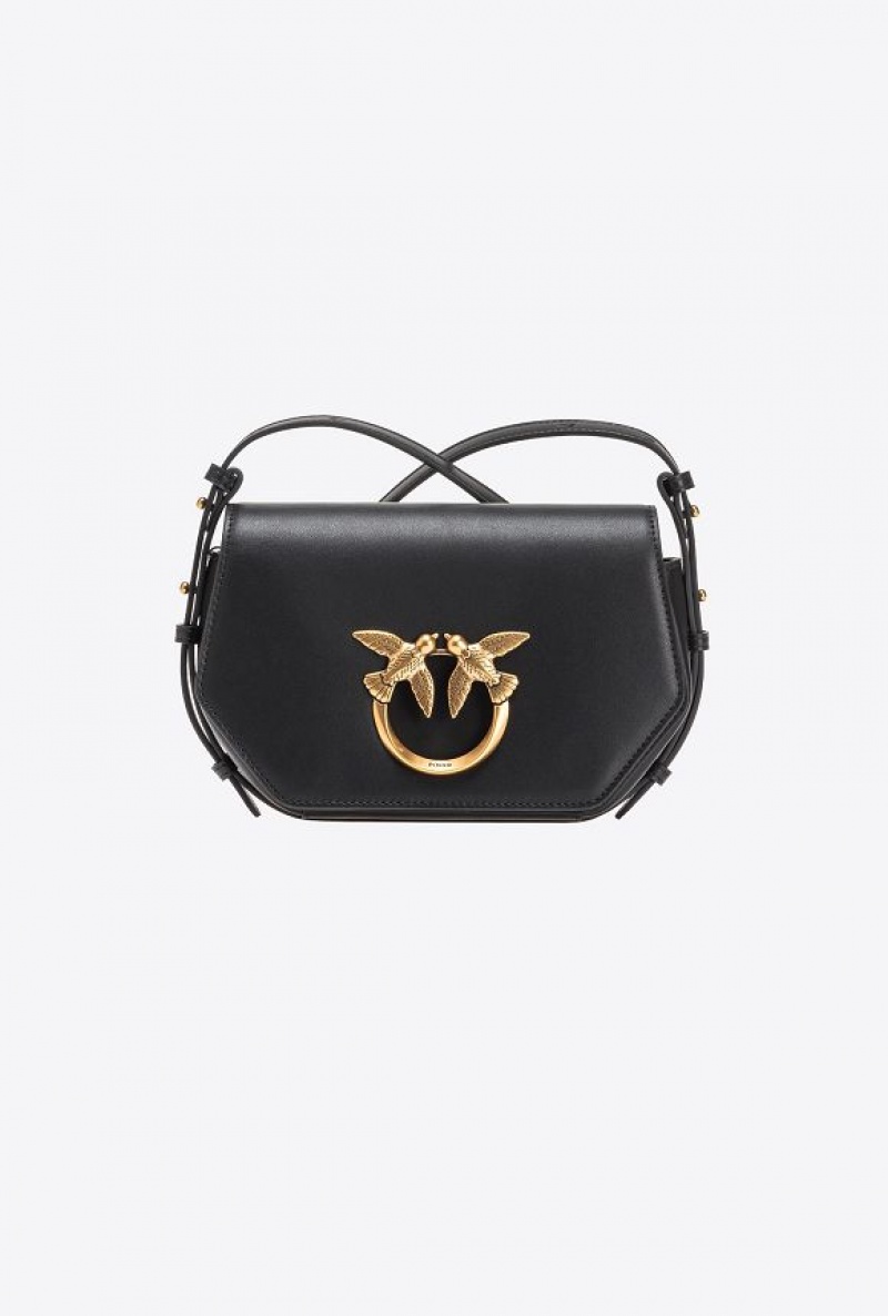 Pinko Mini Love Bag Click Exagon Simply BLACK-ANTIQUE GOLD | SN-PKO32402