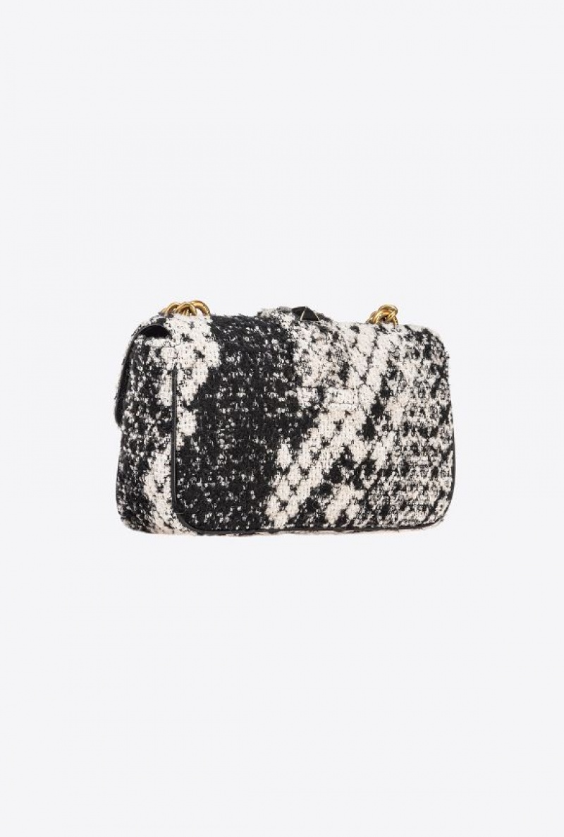 Pinko Mini Love Bag One In Snake Jacquard WHITE/BLACK-ANTIQUE GOLD | SN-PKO32561