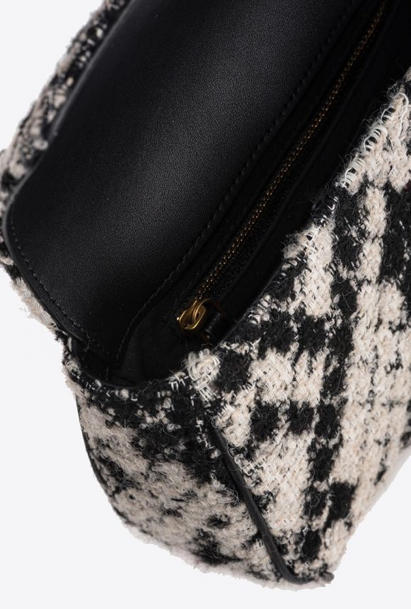 Pinko Mini Love Bag One In Snake Jacquard WHITE/BLACK-ANTIQUE GOLD | SN-PKO32561