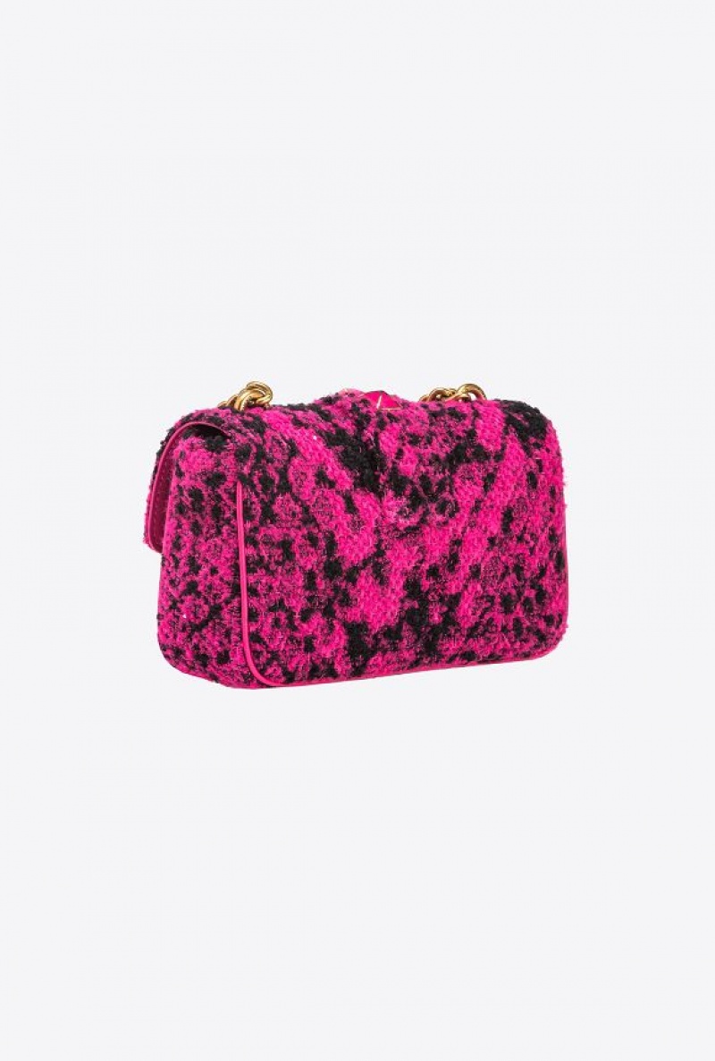 Pinko Mini Love Bag One In Snake Jacquard FUSCHIA/BLACK-ANTIQUE GOLD | SN-PKO32562