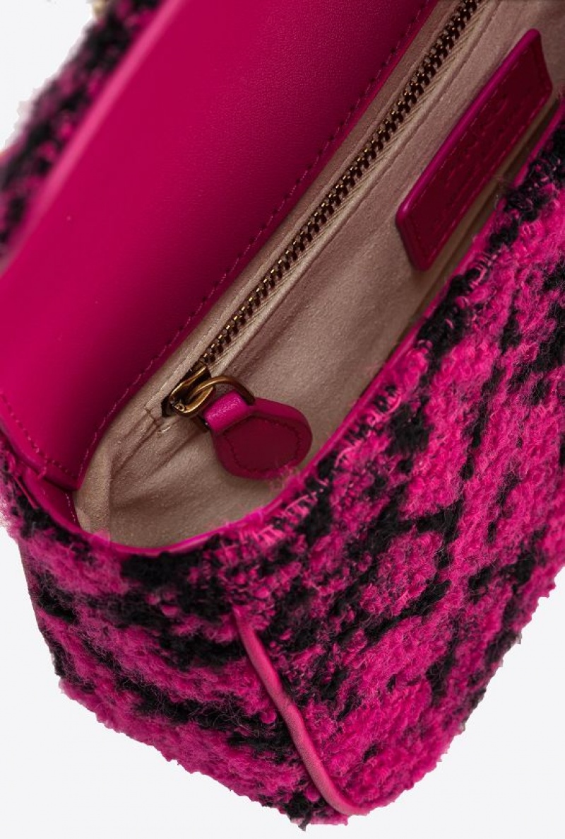 Pinko Mini Love Bag One In Snake Jacquard FUSCHIA/BLACK-ANTIQUE GOLD | SN-PKO32562