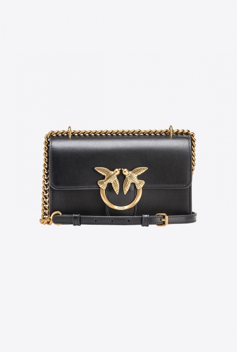 Pinko Mini Love Bag One Simply BLACK-ANTIQUE GOLD | SN-PKO32532