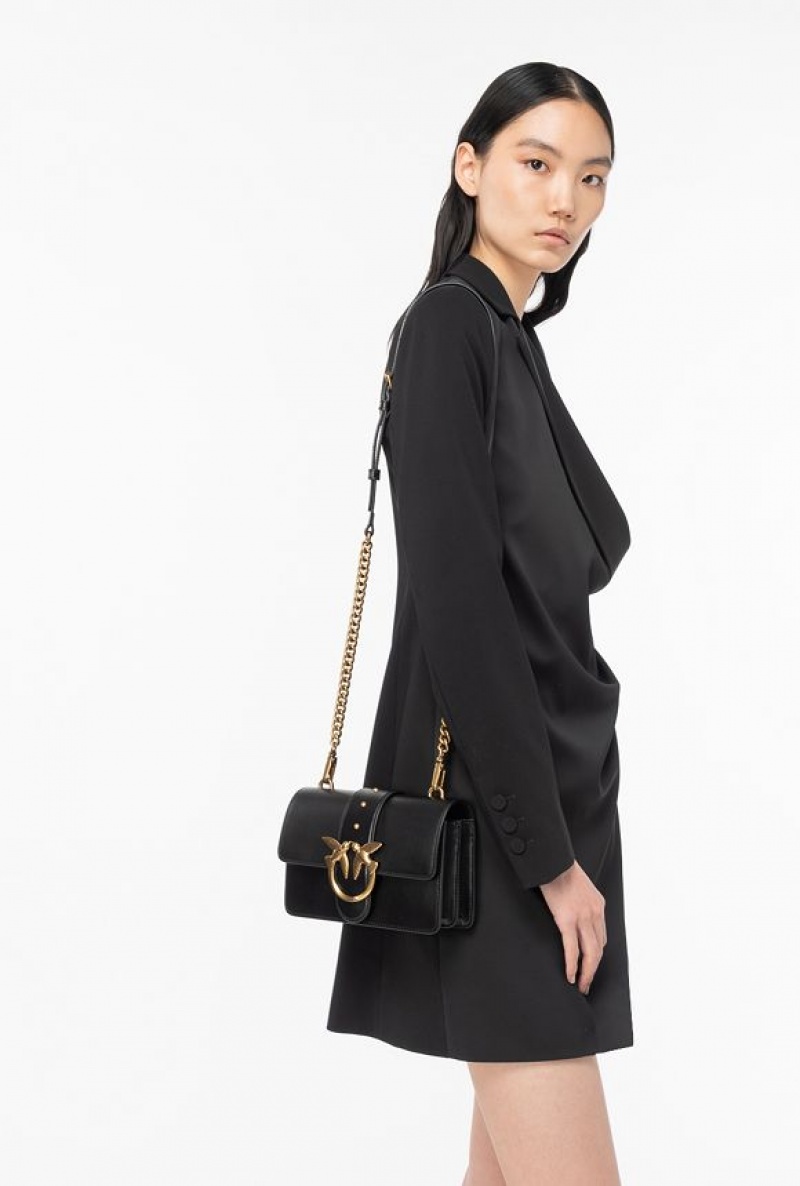 Pinko Mini Love Bag One Simply BLACK-ANTIQUE GOLD | SN-PKO32542