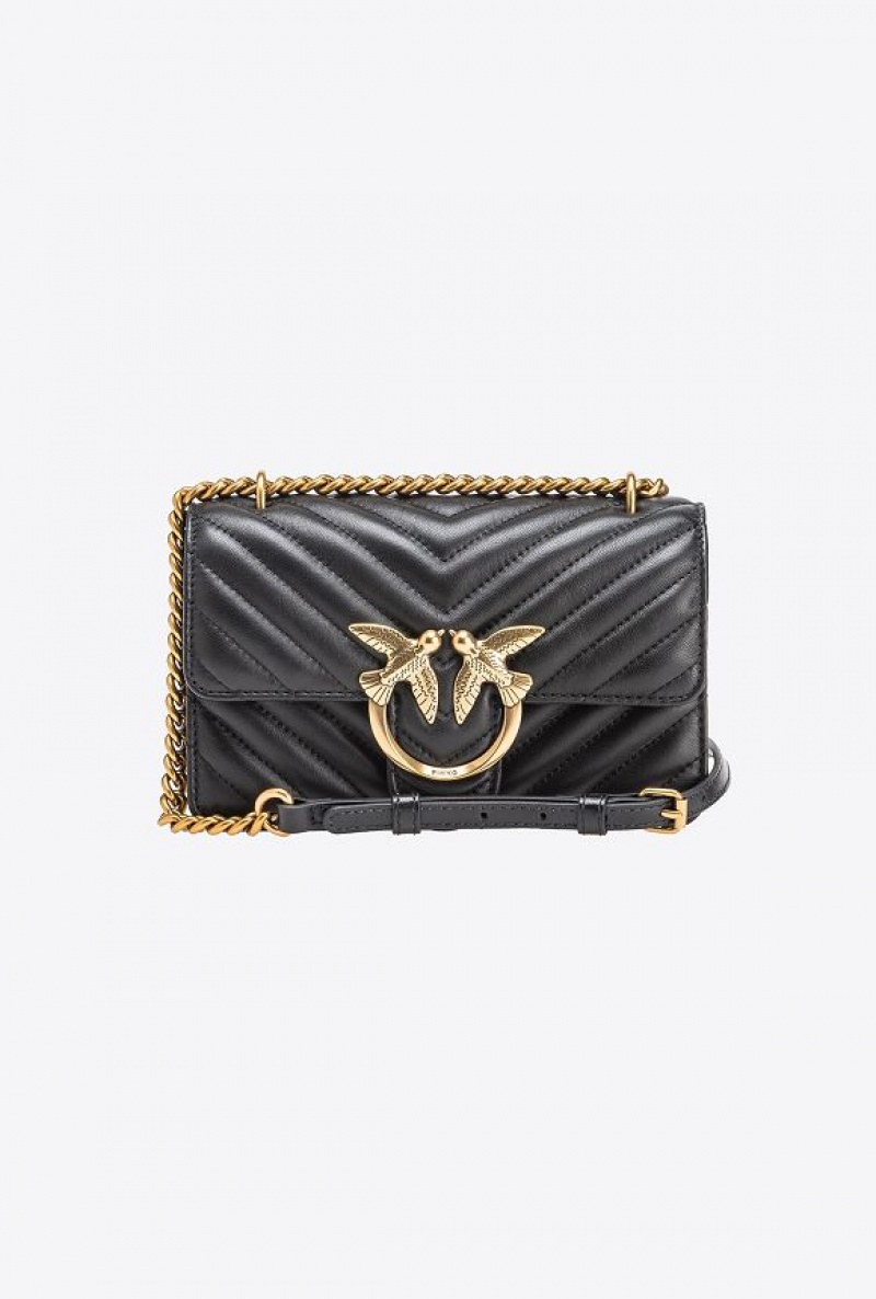 Pinko Mini Love Bag One Simply BLACK-ANTIQUE GOLD | SN-PKO32603