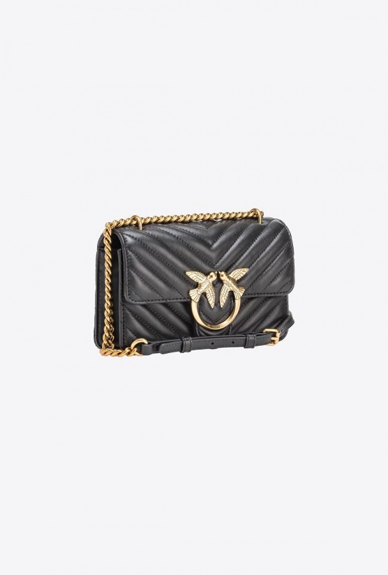 Pinko Mini Love Bag One Simply BLACK-ANTIQUE GOLD | SN-PKO32784