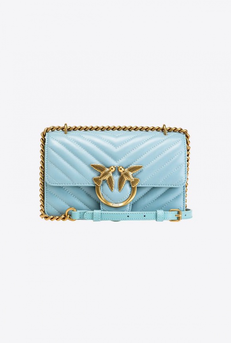 Pinko Mini Love Bag One Simply SEA BLUE-ANTIQUE GOLD | SN-PKO32671