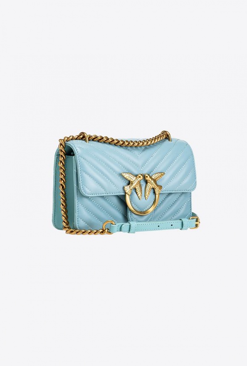 Pinko Mini Love Bag One Simply SEA BLUE-ANTIQUE GOLD | SN-PKO32380