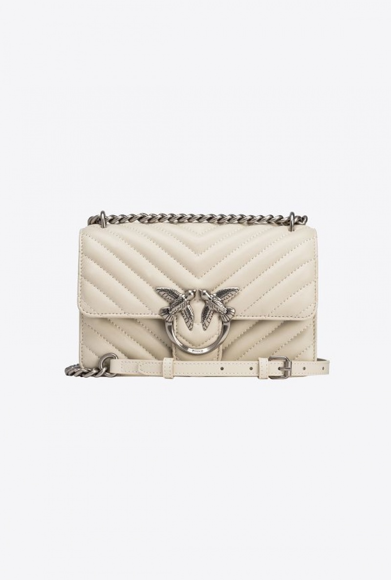 Pinko Mini Love Bag One Simply WHITE+WHITE-OLD SILVER | SN-PKO32511