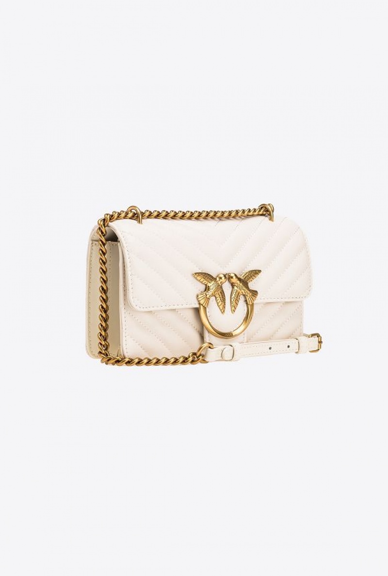 Pinko Mini Love Bag One Simply WHITE+WHITE-ANTIQUE GOLD | SN-PKO32513