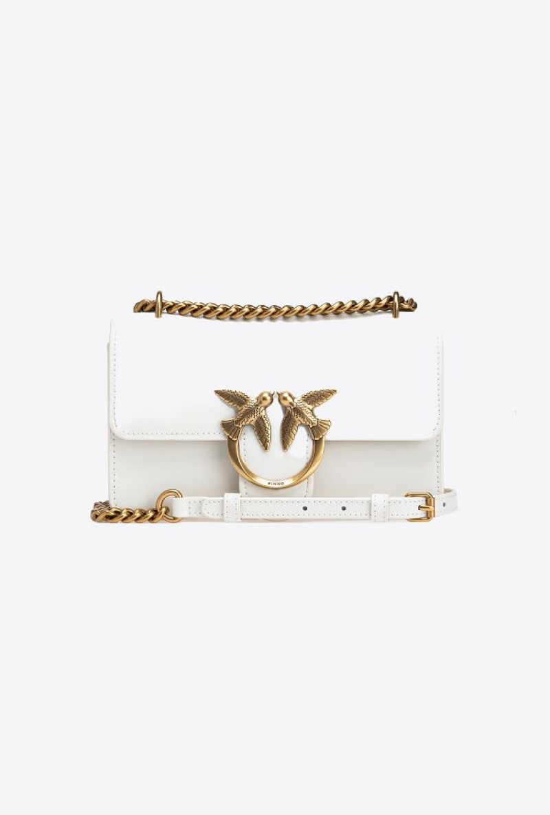 Pinko Mini Love Bag One Simply WHITE+WHITE-ANTIQUE GOLD | SN-PKO32604