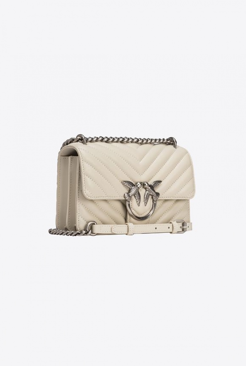 Pinko Mini Love Bag One Simply WHITE+WHITE-OLD SILVER | SN-PKO32739