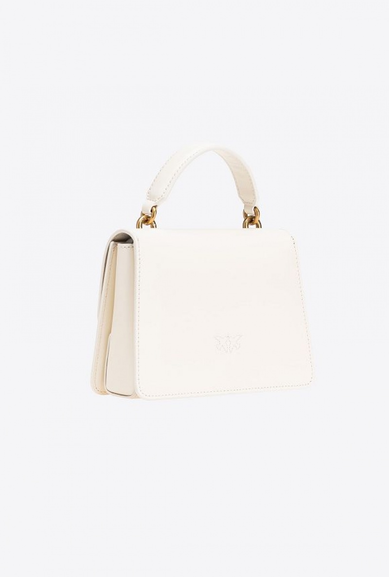 Pinko Mini Love Bag One Top Handle Light Simply WHITE+WHITE-ANTIQUE GOLD | SN-PKO32682