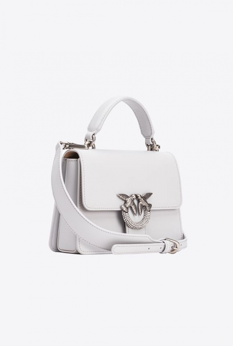 Pinko Mini Love Bag One Top Handle Light Jewel PENGUIN GREY-OLD SILVER | SN-PKO32857