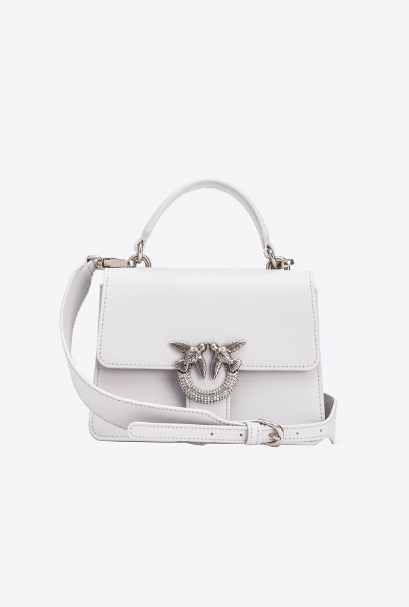 Pinko Mini Love Bag One Top Handle Light Jewel PENGUIN GREY-OLD SILVER | SN-PKO32857