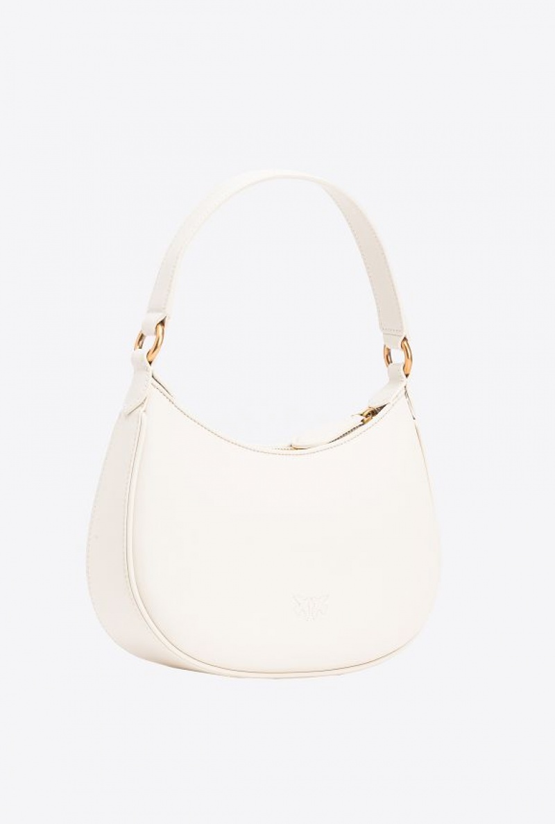 Pinko Mini Love Bag Half Moon Simply WHITE+WHITE-ANTIQUE GOLD | SN-PKO32575