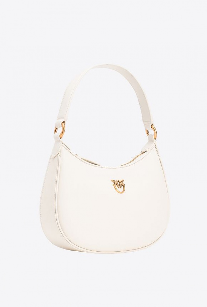 Pinko Mini Love Bag Half Moon Simply WHITE+WHITE-ANTIQUE GOLD | SN-PKO32575