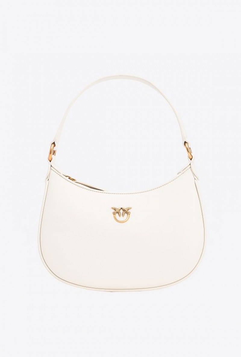 Pinko Mini Love Bag Half Moon Simply WHITE+WHITE-ANTIQUE GOLD | SN-PKO32847