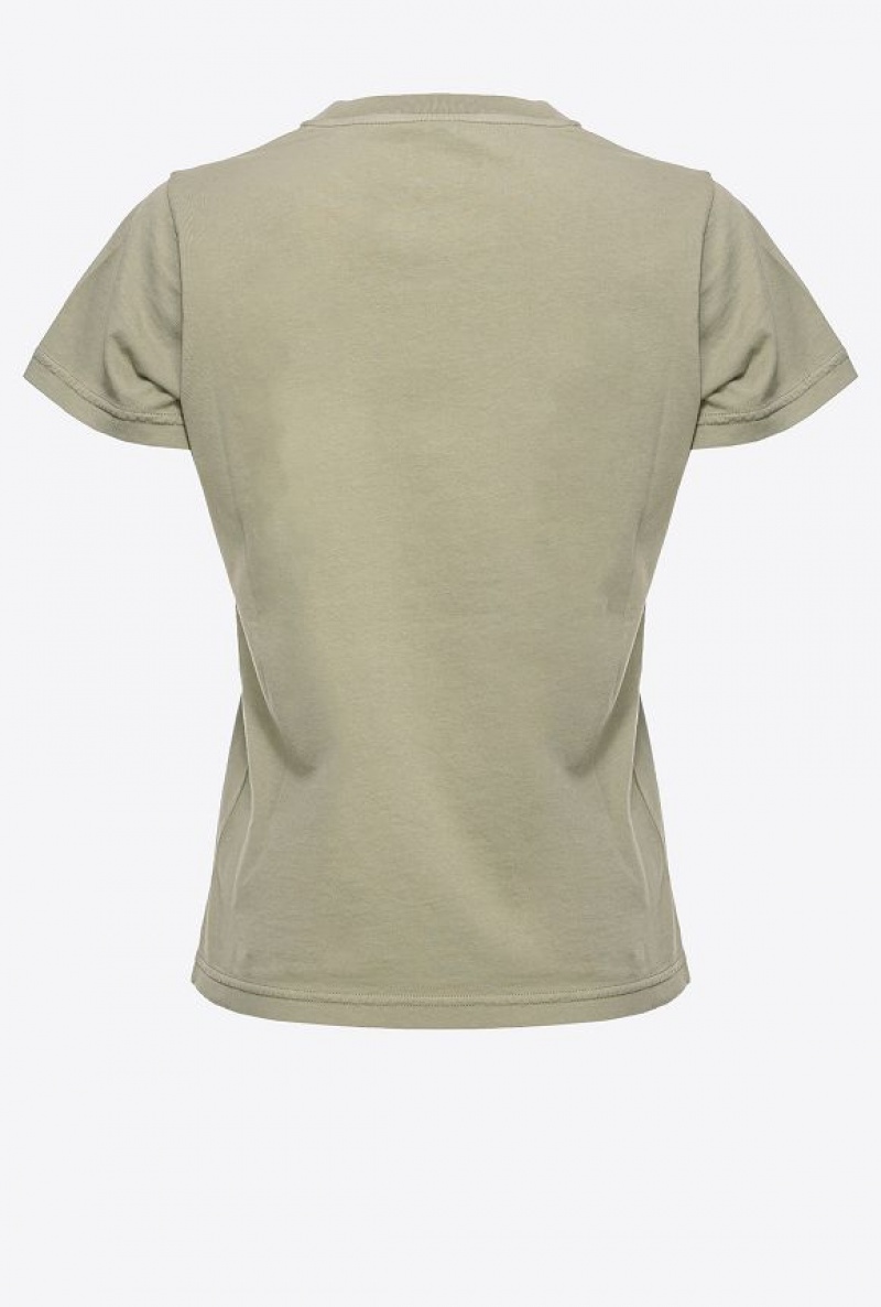 Pinko Mini-logo T-shirt VERTIVER GREEN | SN-PKO33263