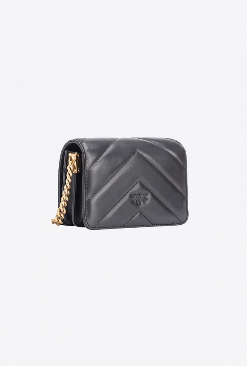 Pinko Mini Love Bag Click Big Chevron BLACK-ANTIQUE GOLD | SN-PKO32506