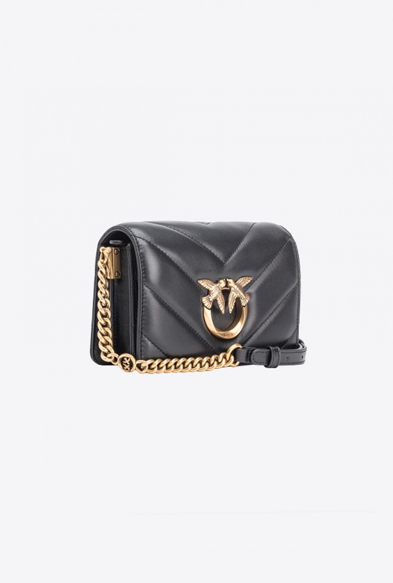 Pinko Mini Love Bag Click Big Chevron BLACK-ANTIQUE GOLD | SN-PKO32506