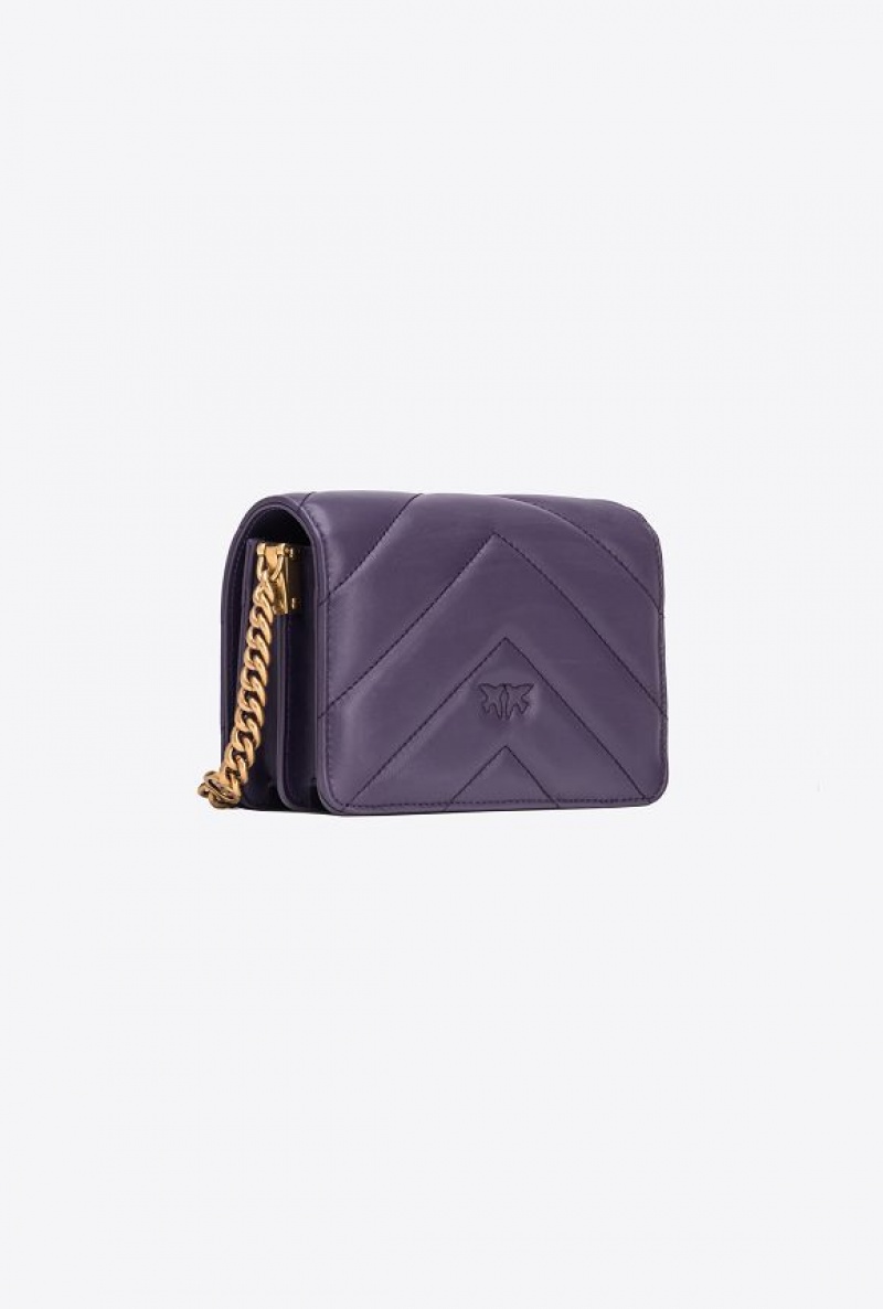 Pinko Mini Love Bag Click Big Chevron GRAPE PURPLE-ANTIQUE GOLD | SN-PKO32507