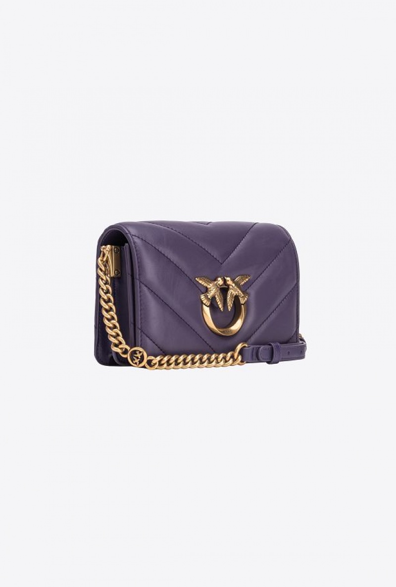 Pinko Mini Love Bag Click Big Chevron GRAPE PURPLE-ANTIQUE GOLD | SN-PKO32748