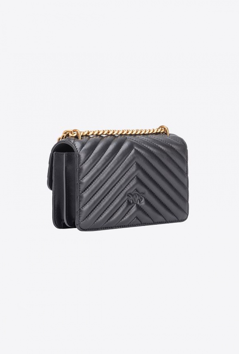 Pinko Mini Love Bag One Chevron Jewel BLACK-ANTIQUE GOLD | SN-PKO32700