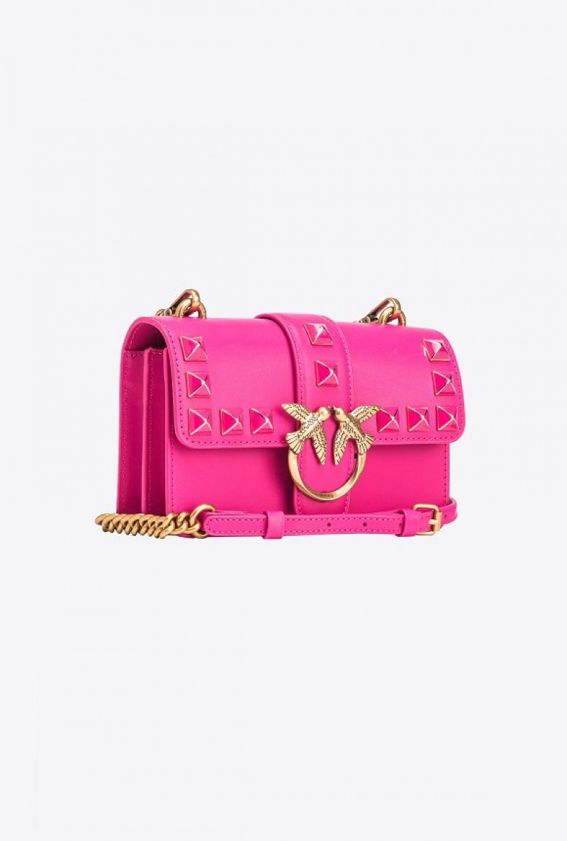 Pinko Mini Love Bag One Painted Studs PINKO PINK-ANTIQUE GOLD | SN-PKO32539