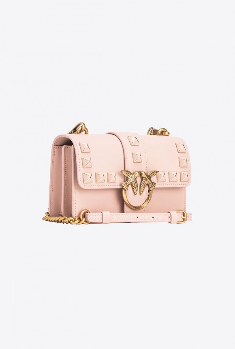 Pinko Mini Love Bag One Painted Studs PINK/DUSTY PINK-ANTIQUE GOLD | SN-PKO32661