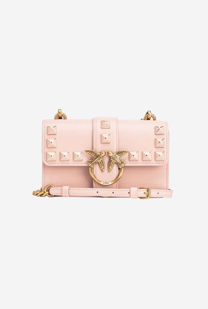 Pinko Mini Love Bag One Painted Studs PINK/DUSTY PINK-ANTIQUE GOLD | SN-PKO32408