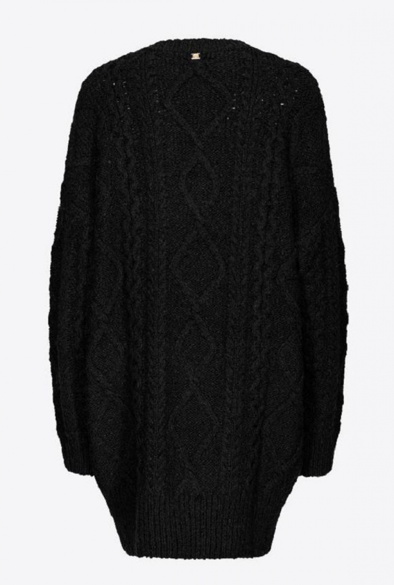 Pinko Multi Cable-knit Dress LIMO BLACK | SN-PKO33077