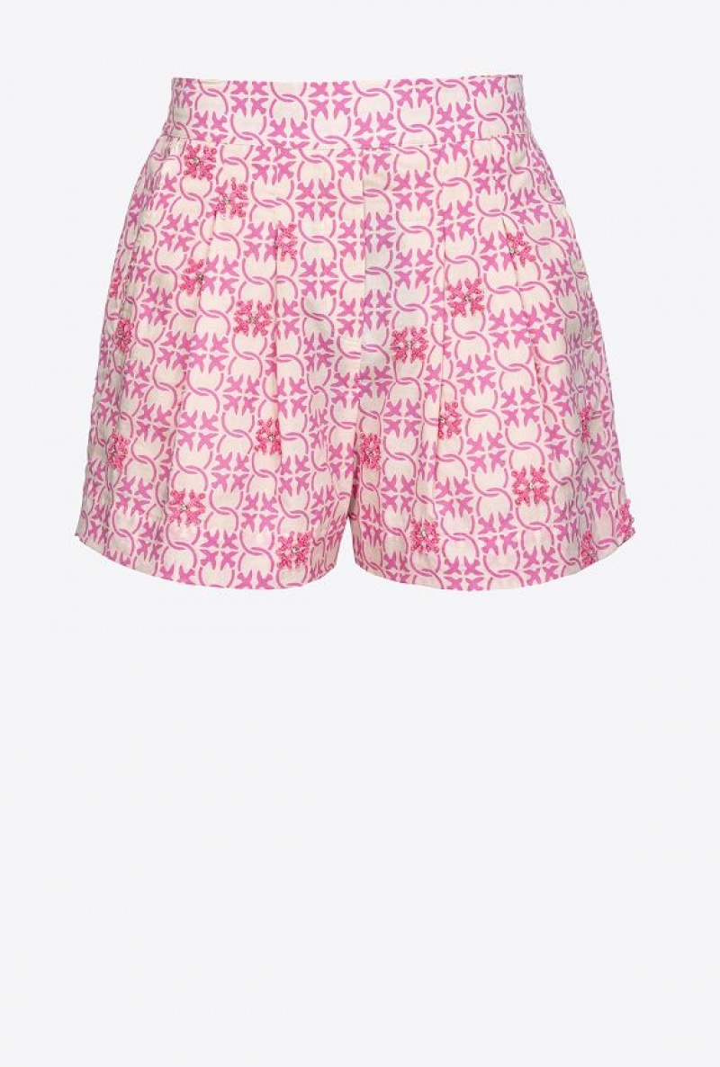 Pinko Muslin Shorts With Monogram And Embroidery DN3 | SN-PKO33685