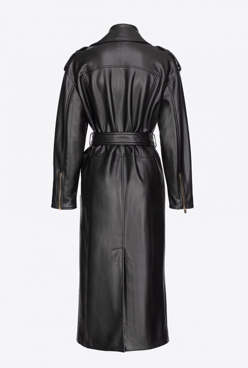 Pinko Nappa-effect Trench Coat LIMO BLACK | SN-PKO33605