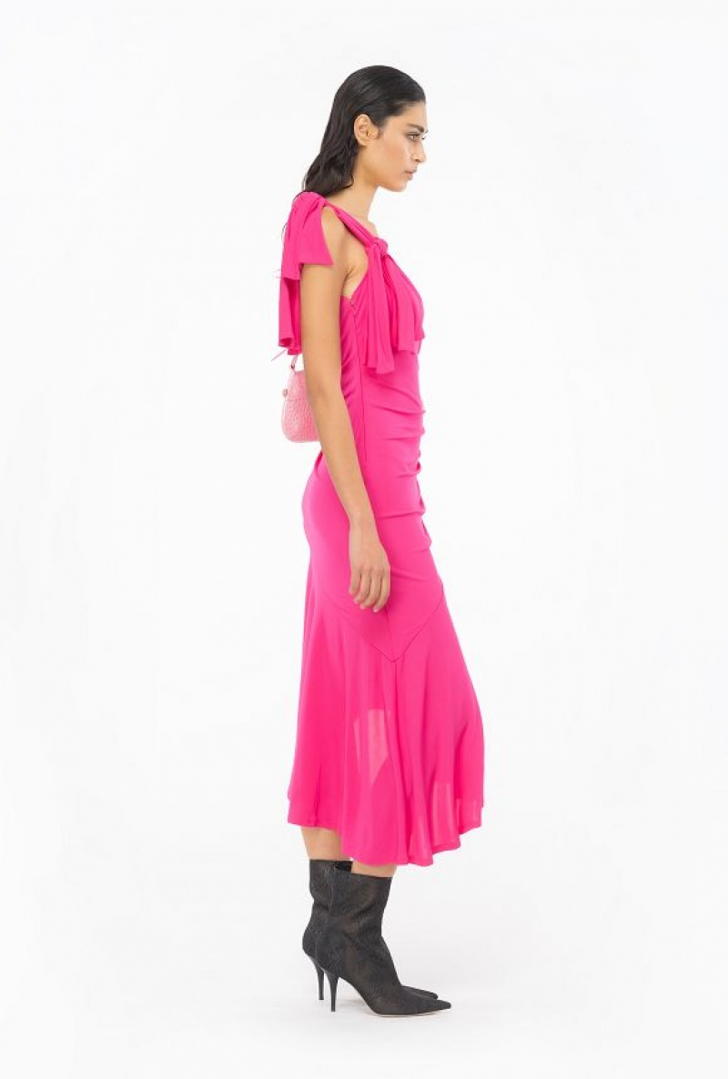 Pinko One-shoulder Dress With Flounce BEETROOT | SN-PKO32973