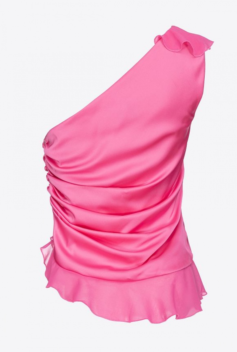 Pinko One-shoulder Top With Ruffle FUCHSIA PURPLE | SN-PKO33257