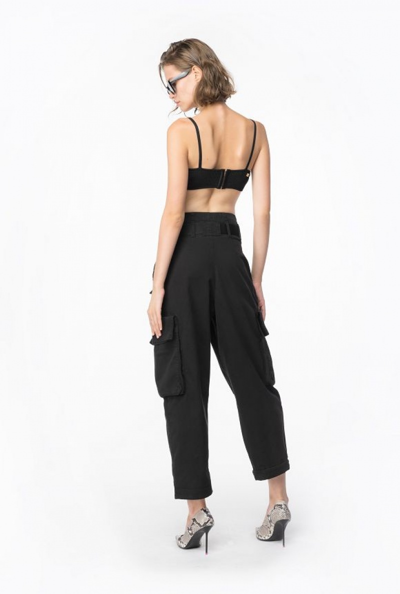 Pinko Oversized Cargo Trousers CAVIAR BLACK | SN-PKO33795