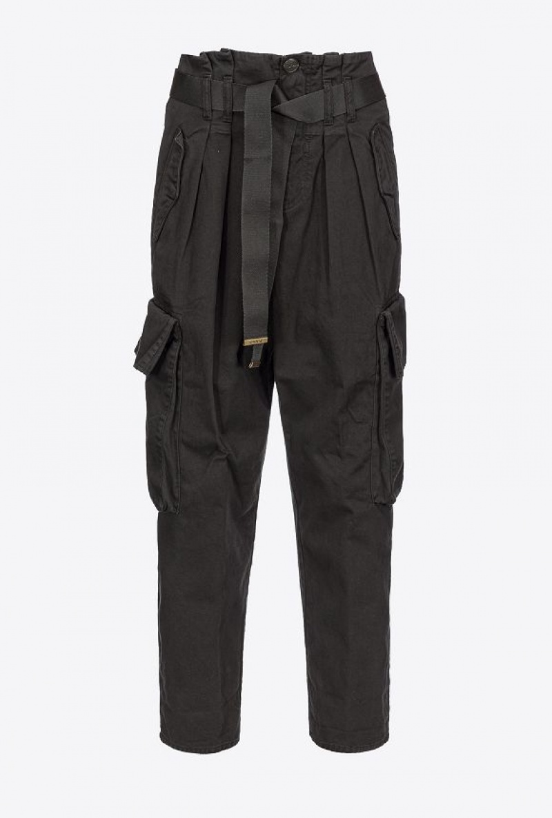 Pinko Oversized Cargo Trousers CAVIAR BLACK | SN-PKO33795