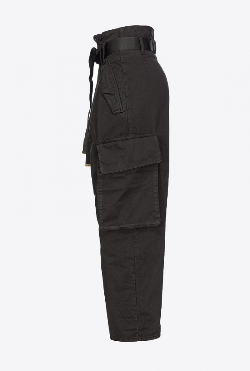 Pinko Oversized Cargo Trousers CAVIAR BLACK | SN-PKO33795