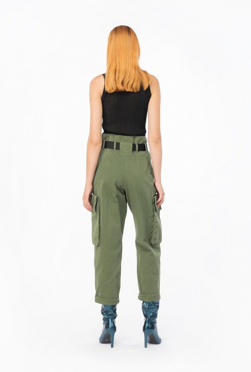 Pinko Oversized Cargo Trousers CYPRESS GREEN | SN-PKO33803