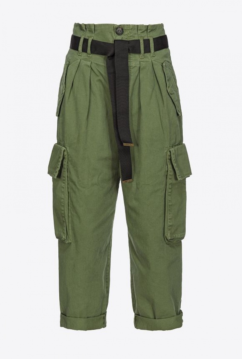 Pinko Oversized Cargo Trousers CYPRESS GREEN | SN-PKO33803