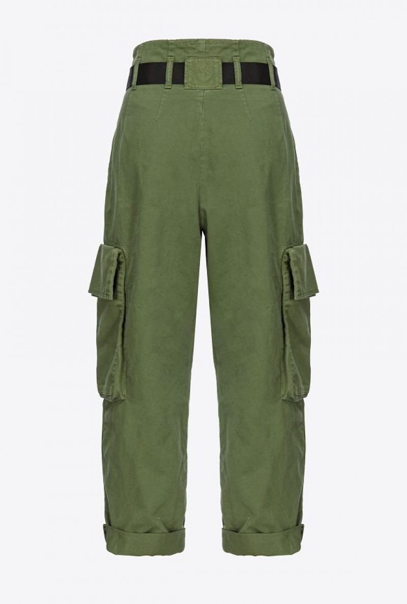 Pinko Oversized Cargo Trousers CYPRESS GREEN | SN-PKO33803