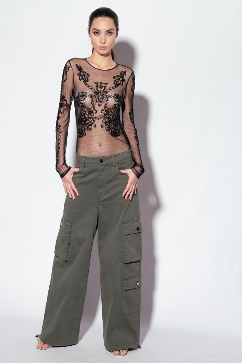 Pinko Oversized Cargo Trousers GREY-GREEN | SN-PKO33692