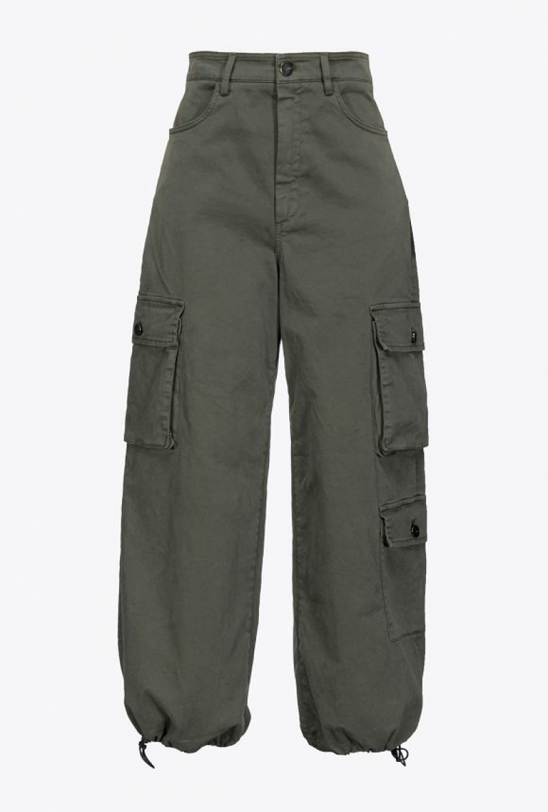 Pinko Oversized Cargo Trousers GREY-GREEN | SN-PKO33692