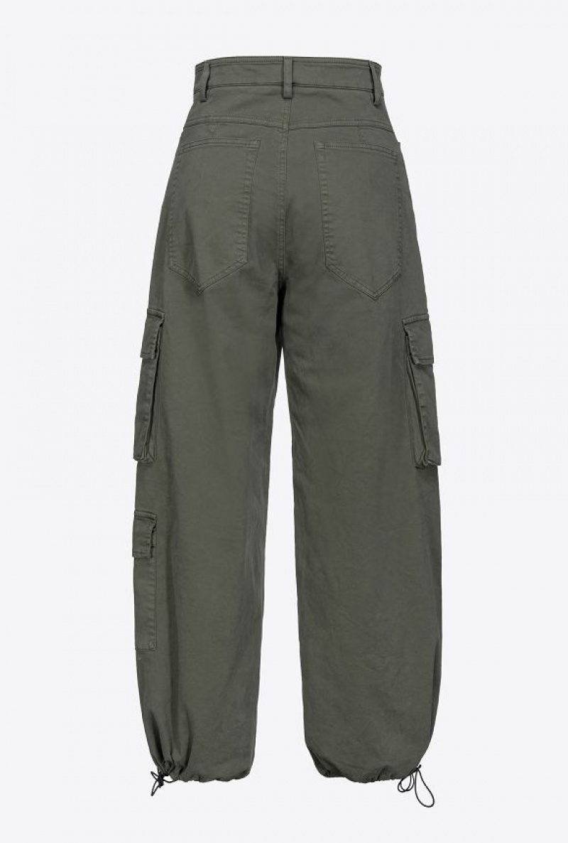 Pinko Oversized Cargo Trousers GREY-GREEN | SN-PKO33692