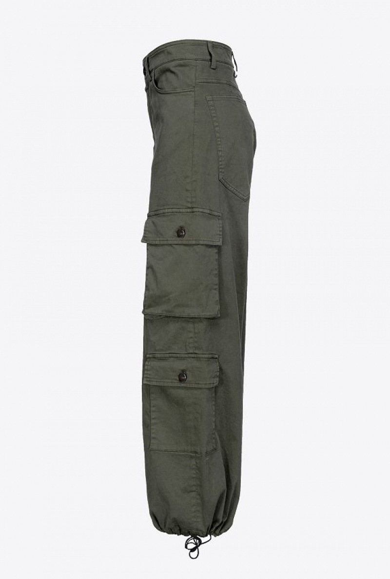 Pinko Oversized Cargo Trousers GREY-GREEN | SN-PKO33692