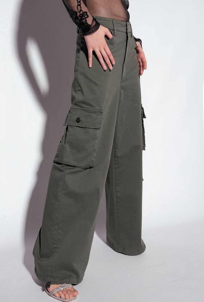 Pinko Oversized Cargo Trousers GREY-GREEN | SN-PKO33692