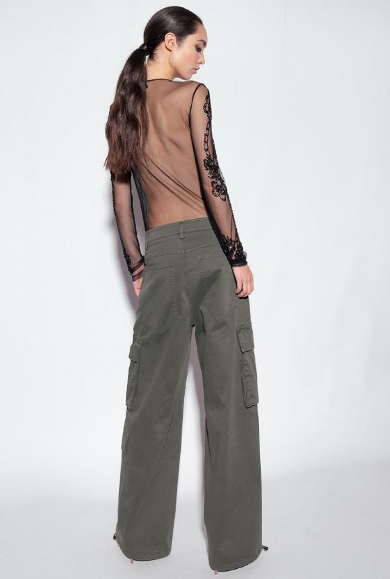 Pinko Oversized Cargo Trousers GREY-GREEN | SN-PKO33692