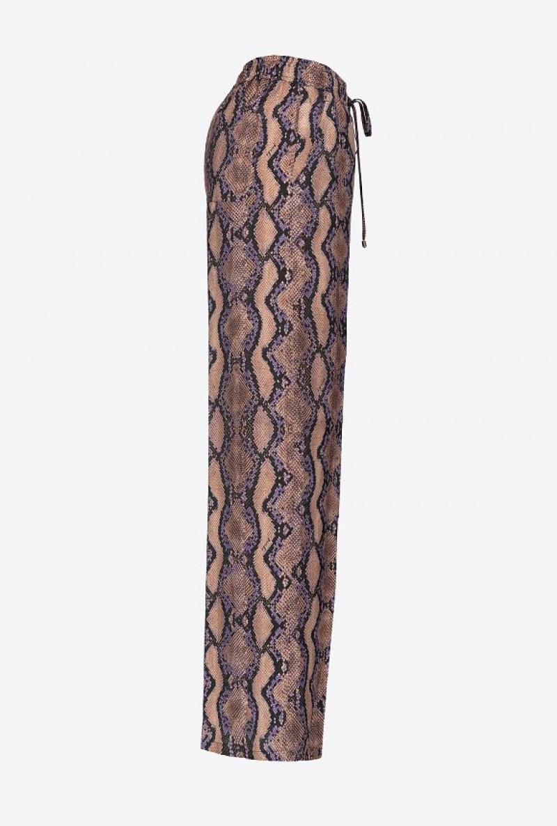 Pinko Palazzo Trousers With Snake Motif MULT. BROWN/LILAC | SN-PKO33894