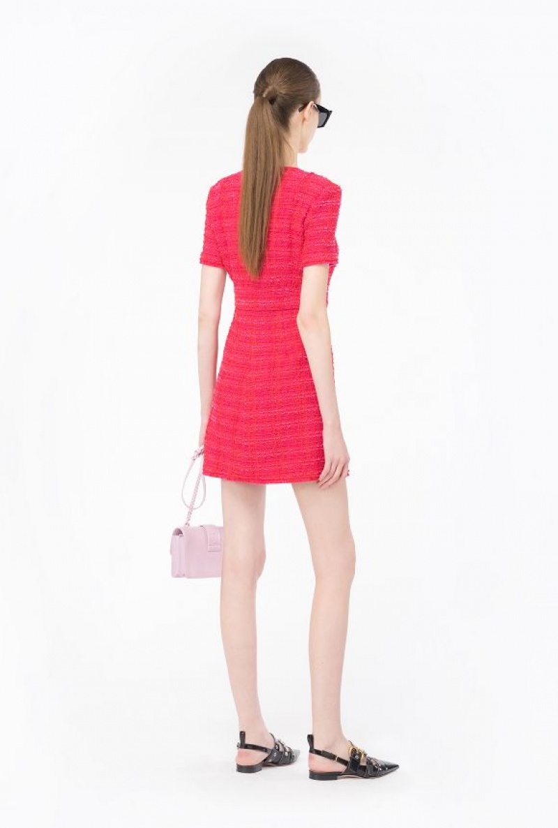 Pinko Patterned Tweed Mini Dress MULTI FUCHSIA/RED | SN-PKO32986